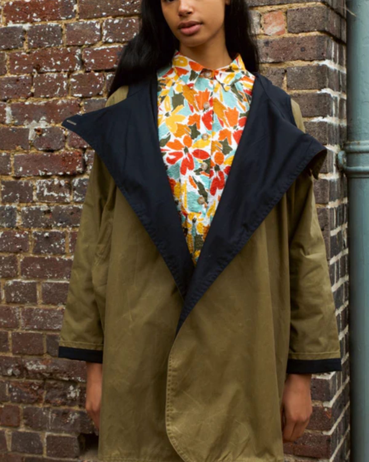 Batwing Coat in Sand & Black, from Kate Sheridan 